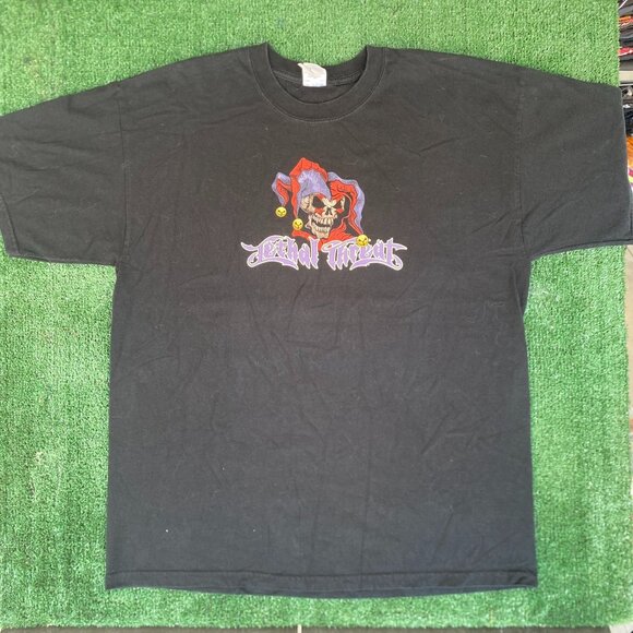 Vintage Y2K Joker Skull Shirt Jester Punk Biker Choppers Tee - Picture 1 of 7